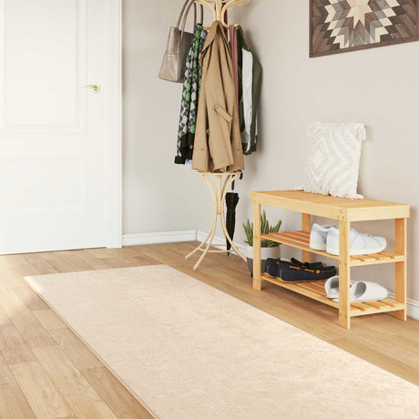 Vidaxl vloerkleedloper marsa crèmekleurig 80 x 250 cm polyester en pvc