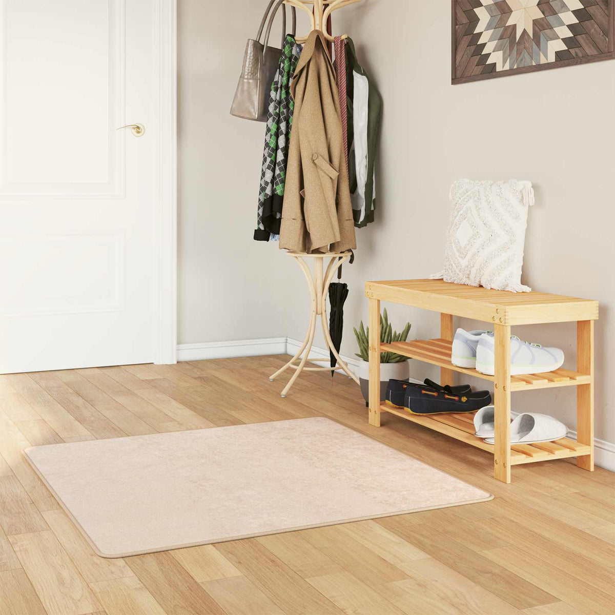 Vidaxl vloerkleedloper marsa crèmekleurig 100 x 100 cm