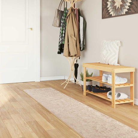 Vidaxl vloerkleedloper marsa beige 50 x 450 cm polyester en pvc