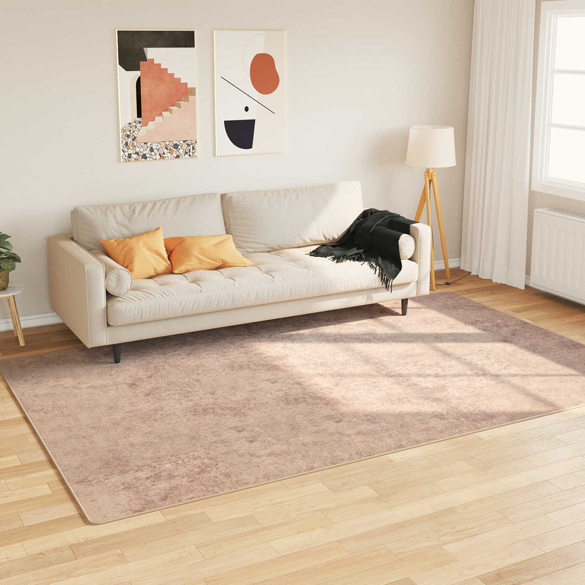 Vidaxl vloerkleedloper marsa zand 190 x 300 cm polyester en pvc