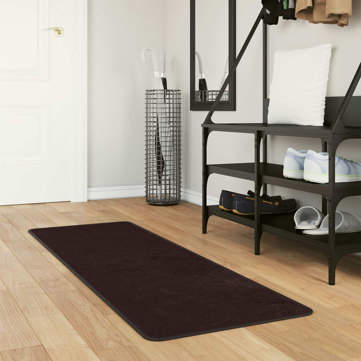 Vidaxl vloerkleedloper marsa antraciet 50 x 200 cm polyester en pvc
