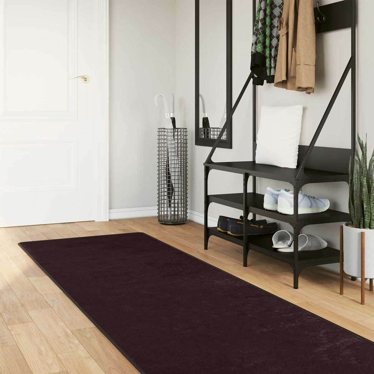 Vidaxl vloerkleedloper marsa antraciet 80 x 400 cm polyester en pvc