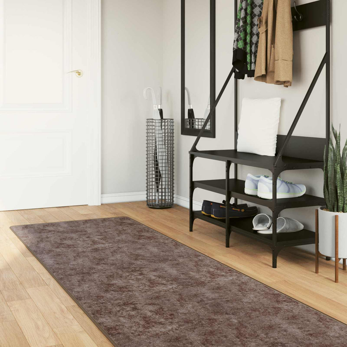 Vidaxl vloerkleedloper marsa grijs 80 x 400 cm polyester en pvc