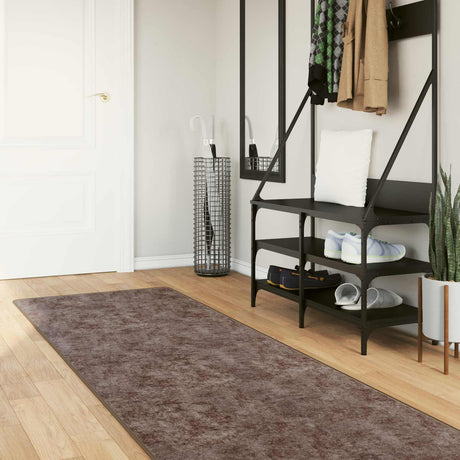 Vidaxl vloerkleedloper marsa grijs 100 x 350 cm polyester en pvc