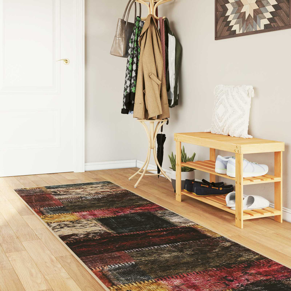 Vidaxl vloerkleedloper marsa meerkleurig 80 x 400 cm polyester en pvc