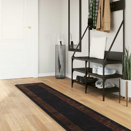 Vidaxl vloerkleedloper marsa zwart 50 x 450 cm polyester en pvc