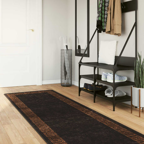 Vidaxl vloerkleedloper marsa zwart 80 x 400 cm polyester en pvc
