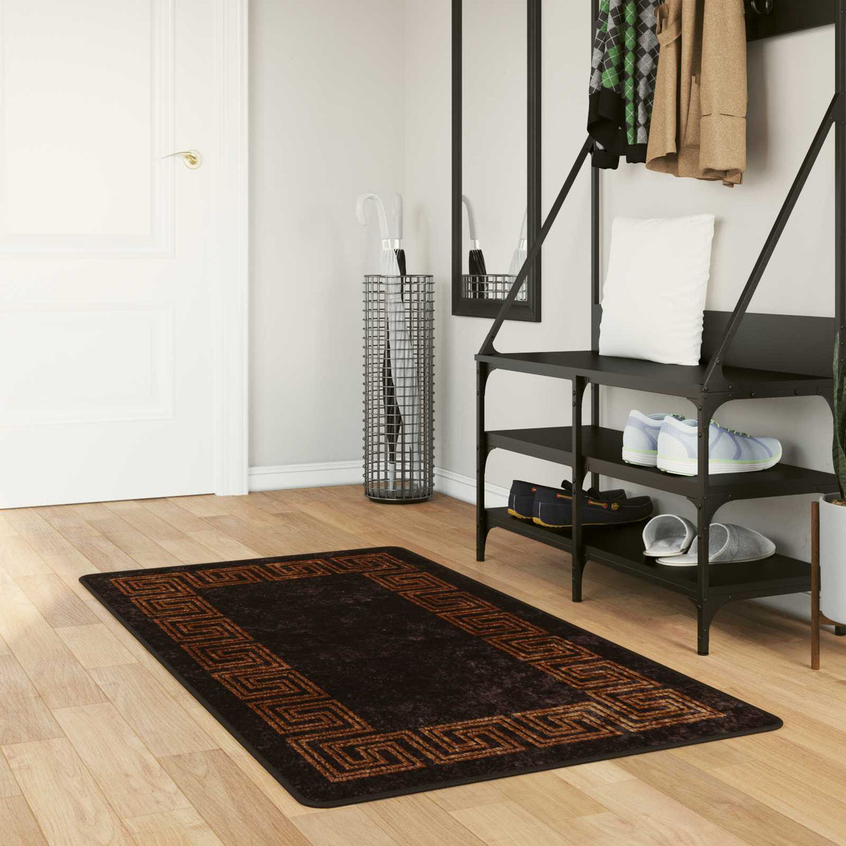 Vidaxl vloerkleedloper marsa zwart 100 x 200 cm polyester en pvc