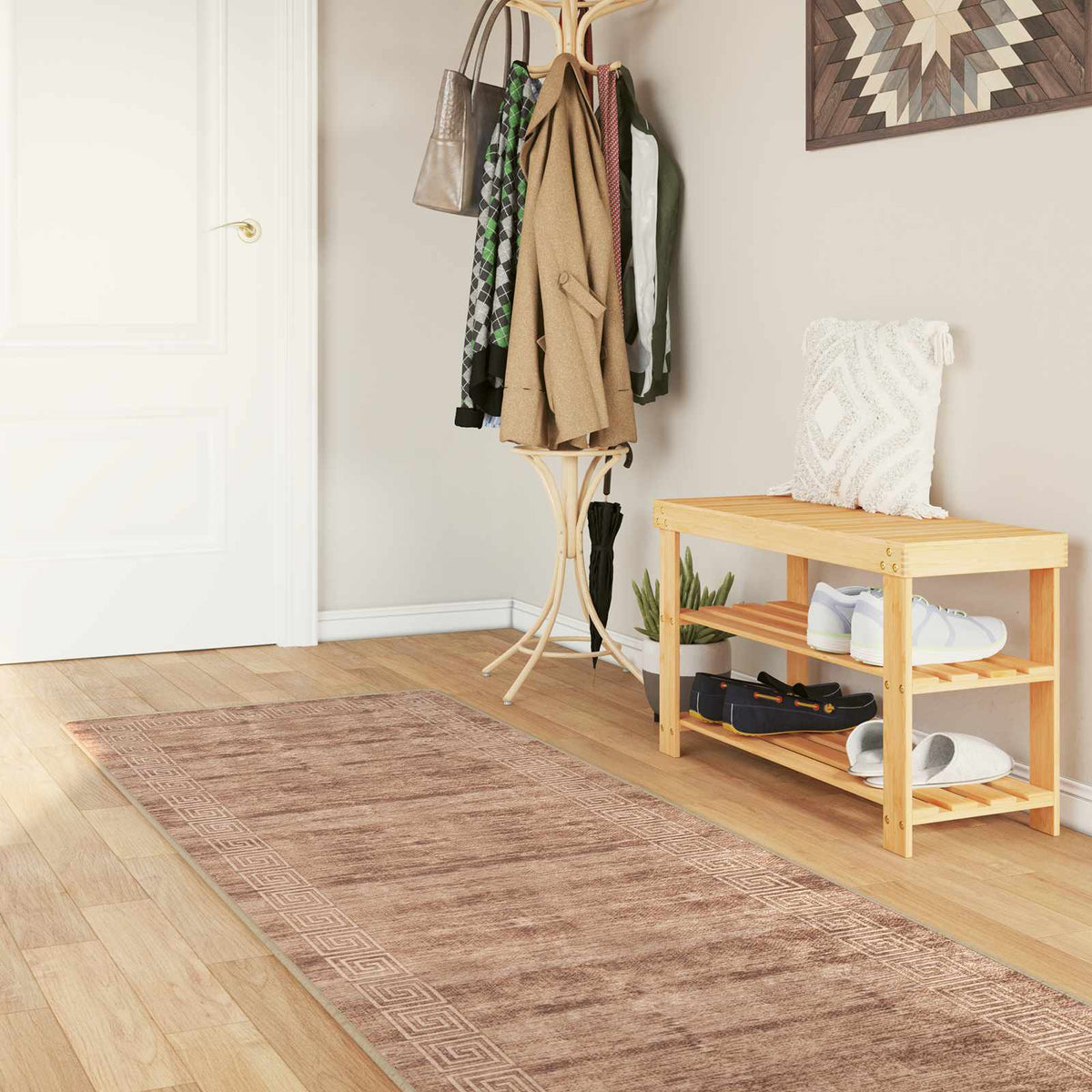 Vidaxl vloerkleedloper marsa wit 100 x 450 cm polyester en pvc