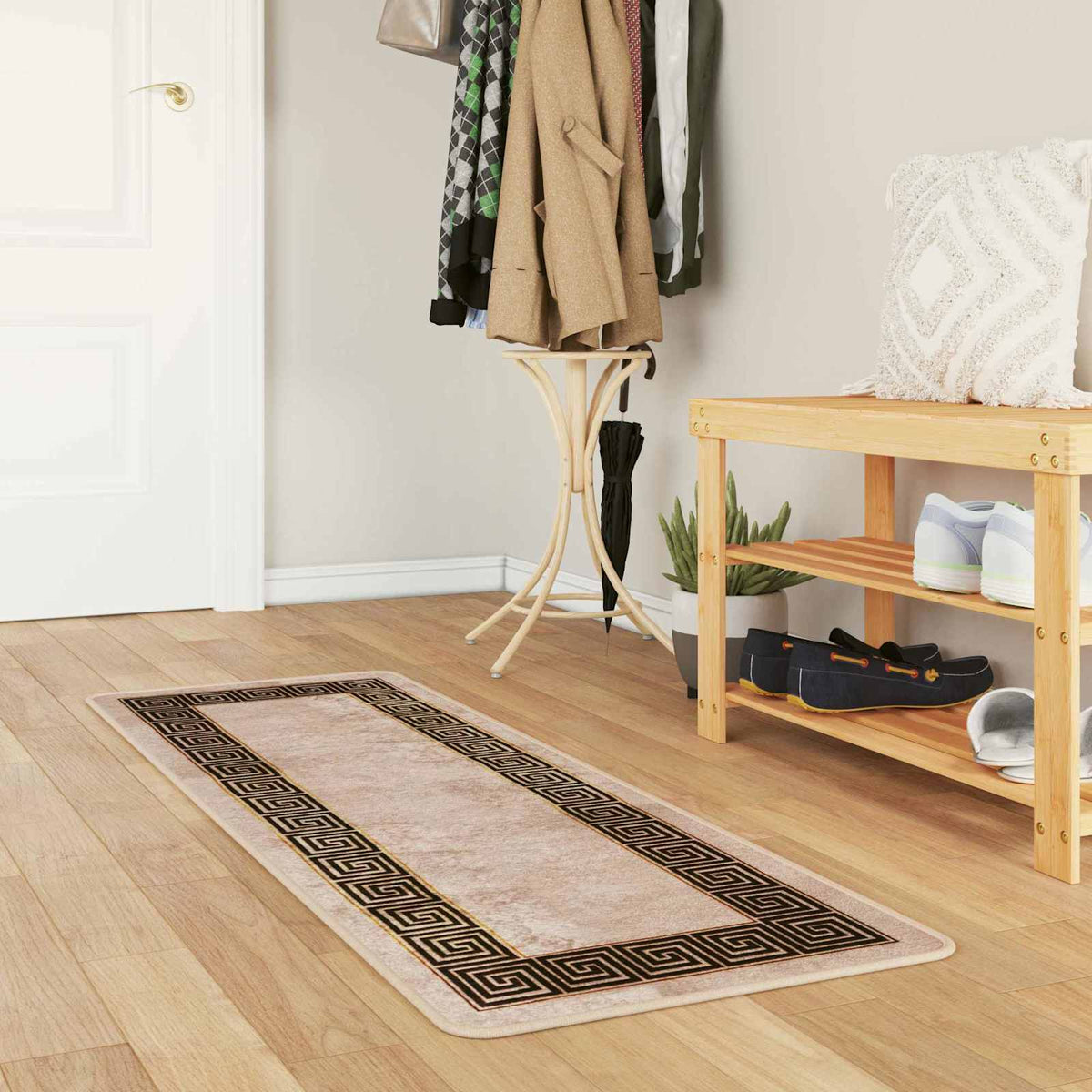 Vidaxl vloerkleedloper marsa zwart 50 x 200 cm polyester en pvc