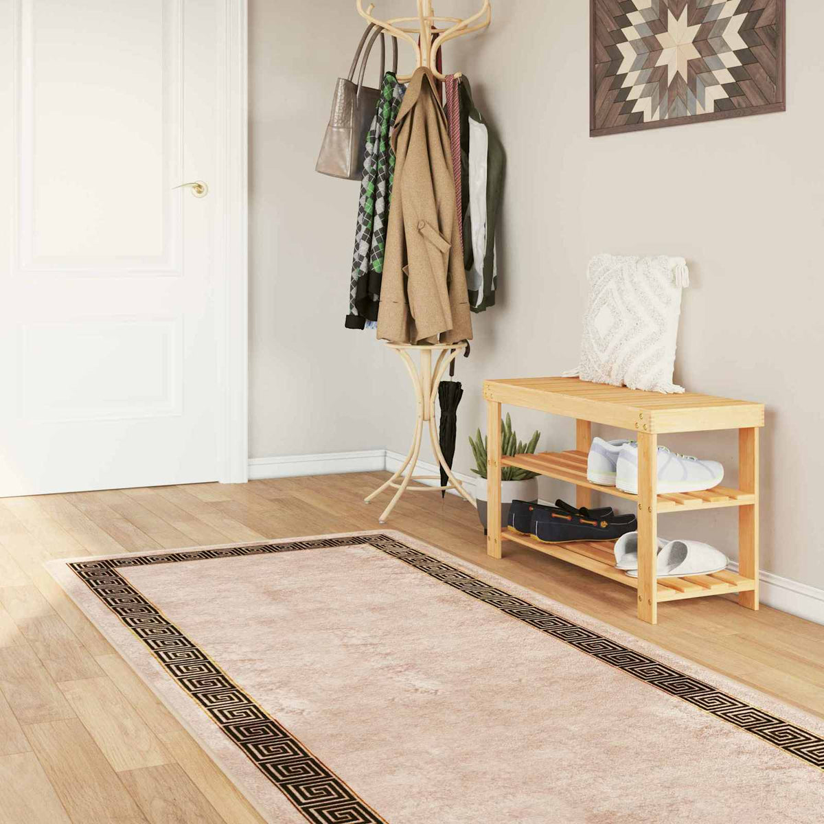 Vidaxl vloerkleedloper marsa zwart 100 x 250 cm polyester en pvc