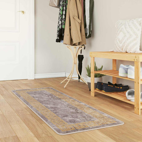 Vidaxl vloerkleedloper marsa grijs 50 x 150 cm polyester en pvc