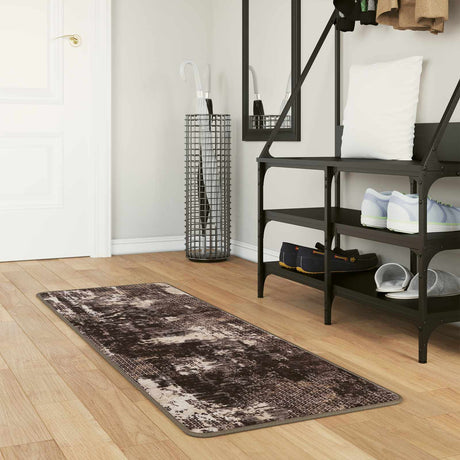 Vidaxl vloerkleedloper marsa zwart en wit 50 x 200 cm polyester en pvc