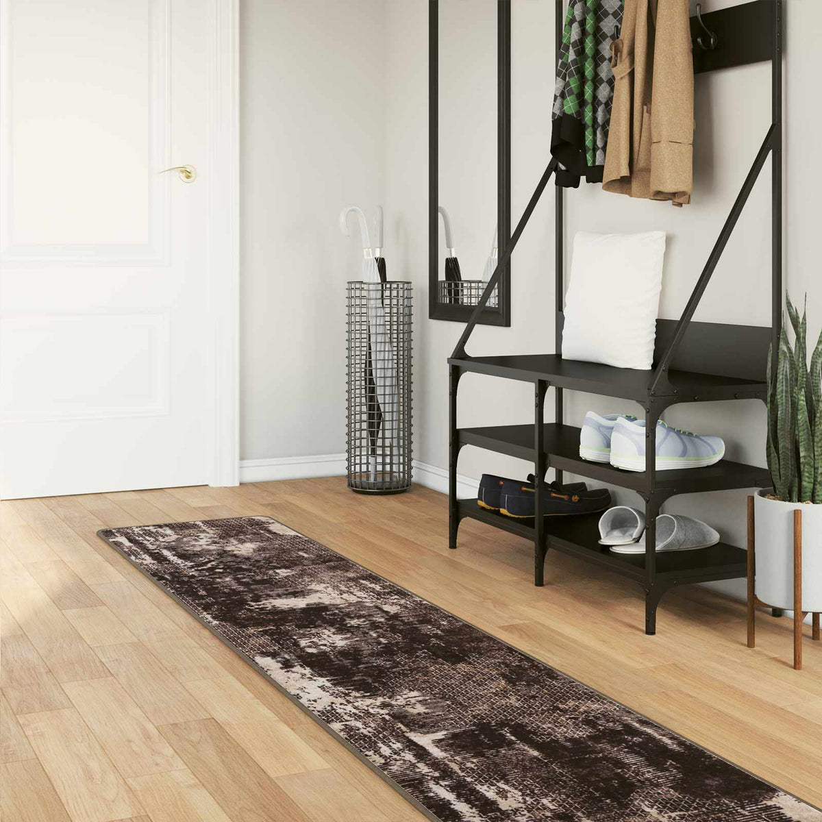 Vidaxl vloerkleedloper marsa zwart 50 x 250 cm polyester en pvc