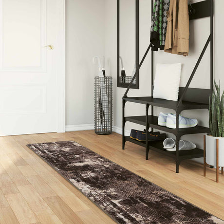 Vidaxl vloerkleedloper marsa zwart en wit 50 x 350 cm polyester en pvc