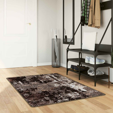 Vidaxl vloerkleedloper marsa zwart en wit 80 x 200 cm polyester en pvc