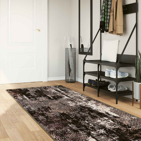 Vidaxl vloerkleedloper marsa zwart en wit 80 x 350 cm polyester en pvc