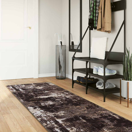 Vidaxl vloerkleedloper marsa zwart en wit 80 x 450 cm polyester en pvc