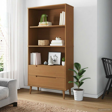Vidaxl boekenkast molde 85 x 35 x 170,5 cm massief grenenhout caramel