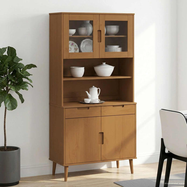 Vidaxl hutch molde caramel 90 x 35 x 100 cm massief grenenhout