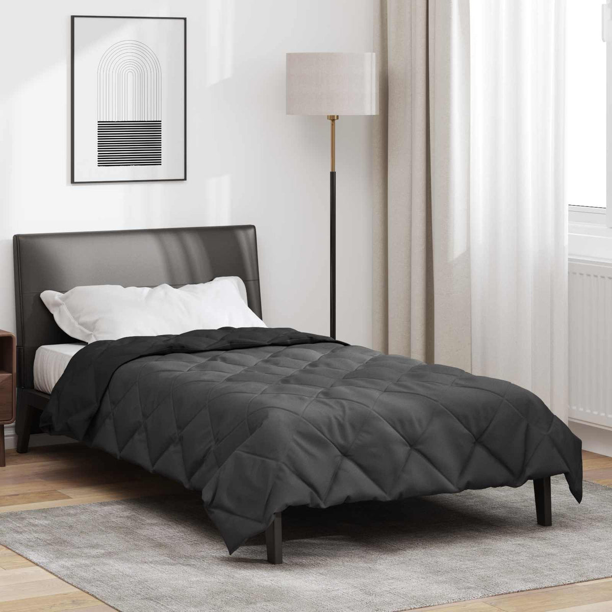 Vidaxl vol jaar dekbed zwart en anthraciet 135 x 200 cm microfiber