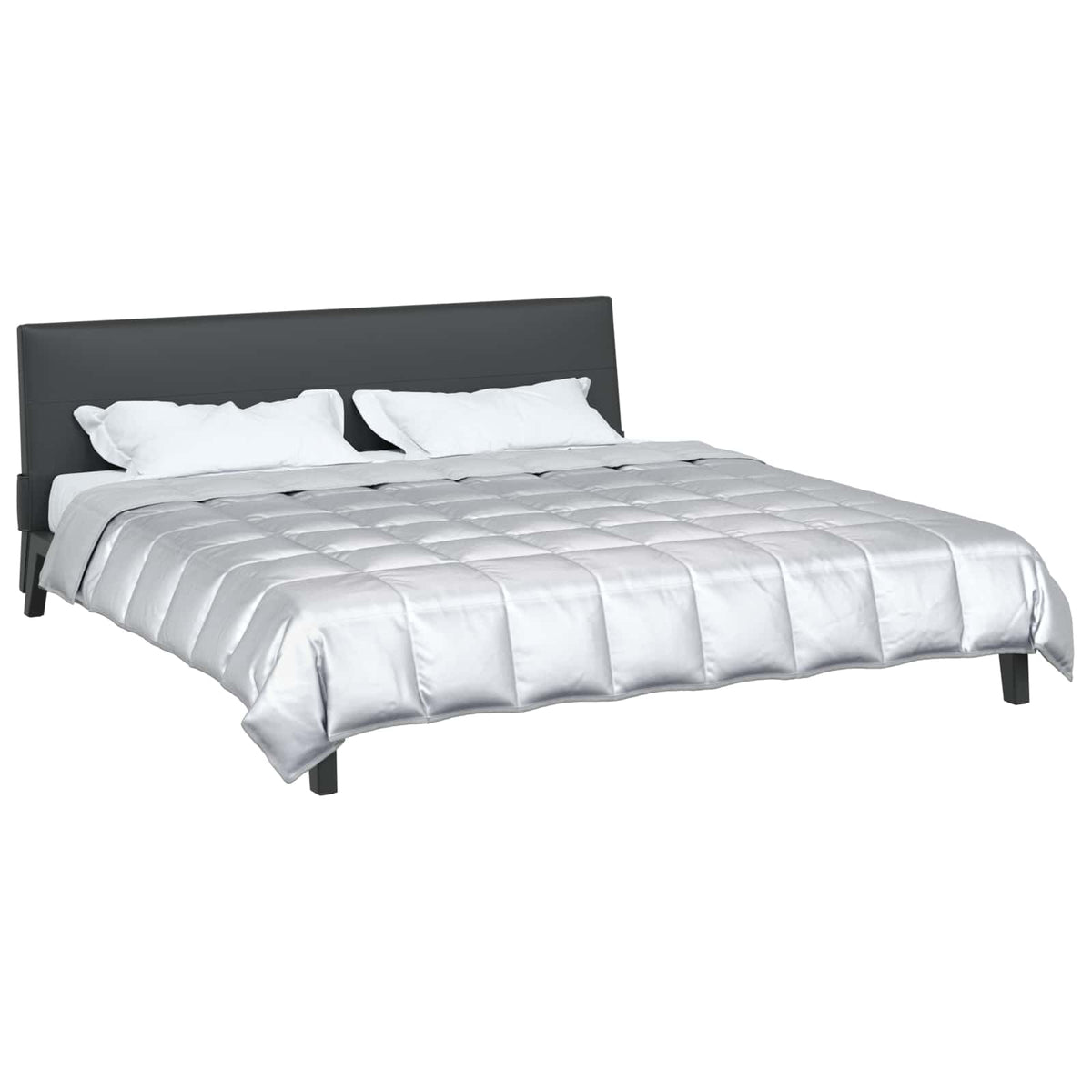 Vidaxl zomer dekbed zilver 200 x 220 cm satijn en microfiber