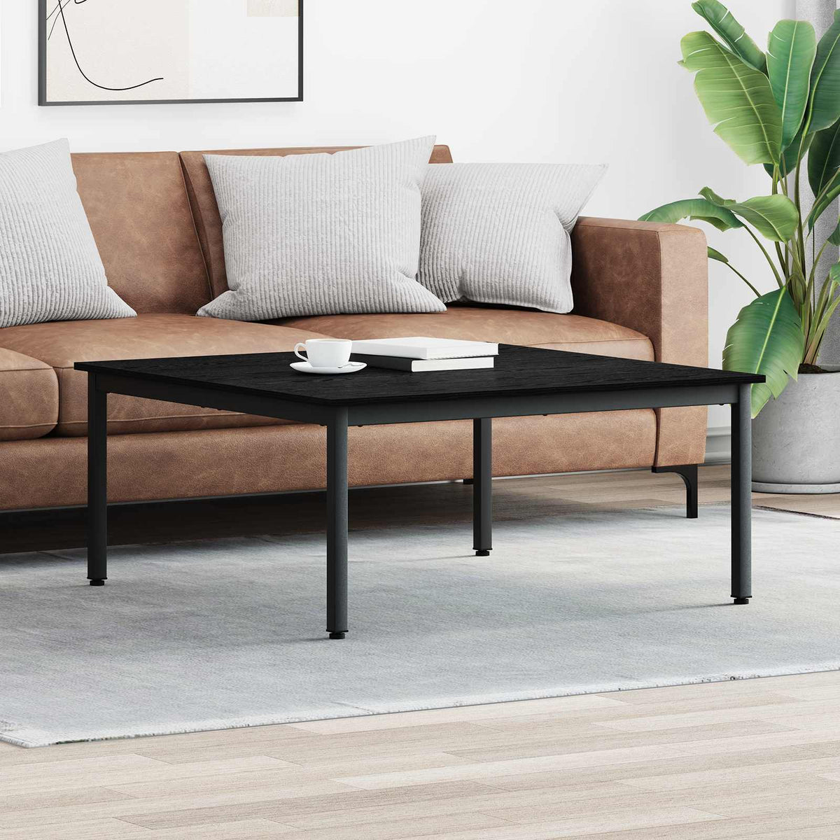 Vidaxl salontafel zwart eiken 100 x 100 x 45 cm bewerkt hout