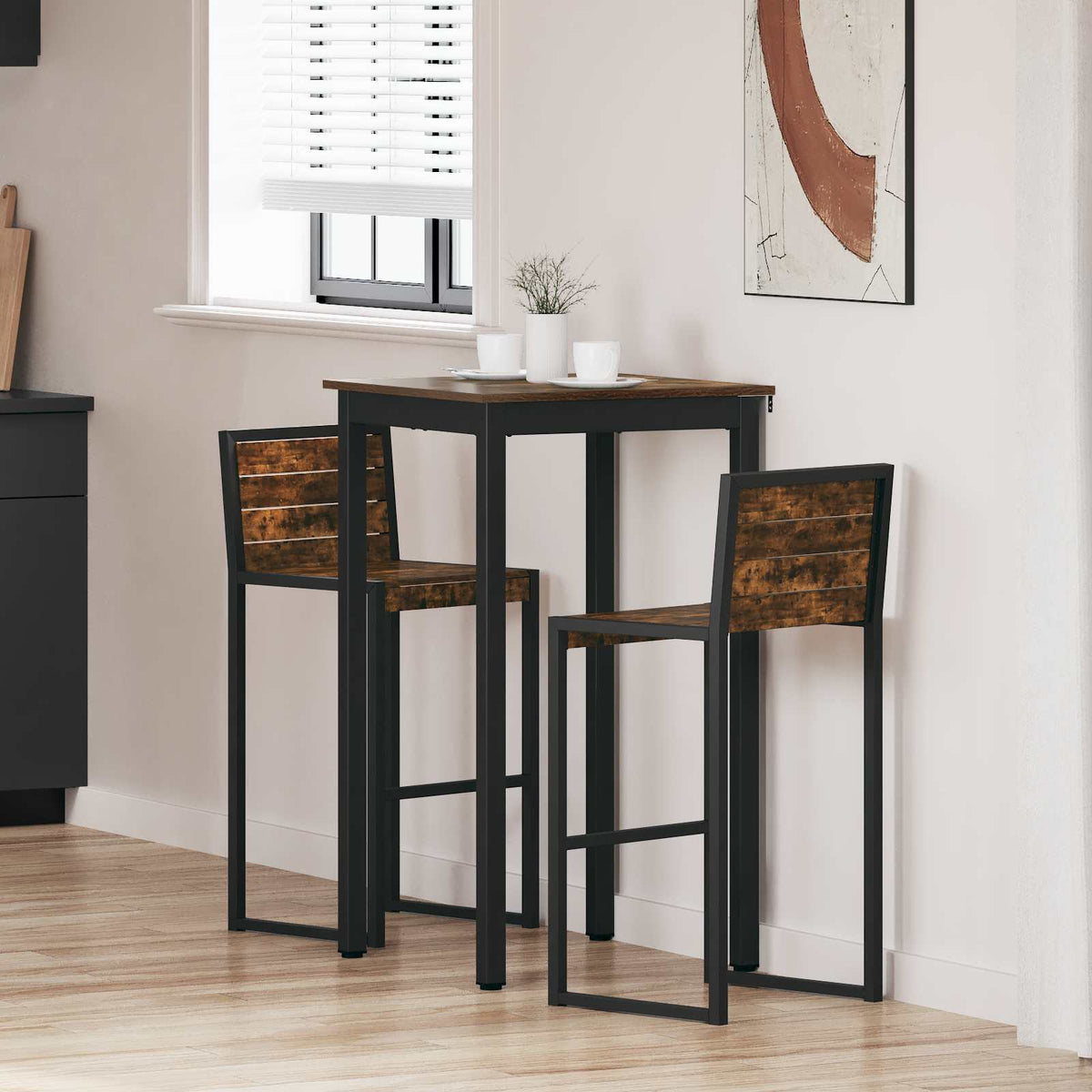 Vidaxl staande bartafel bewerkt hout vierkant