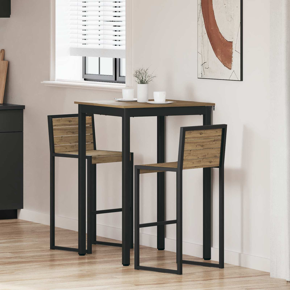 Vidaxl staande bartafel bewerkt hout vierkant