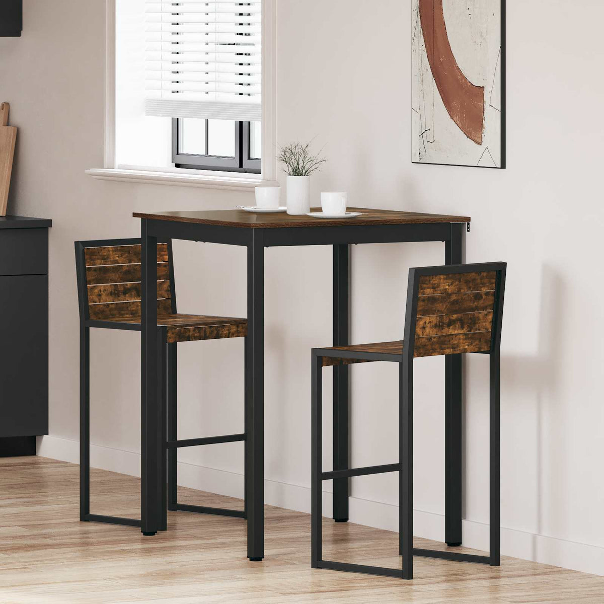 Vidaxl staande bartafel bewerkt hout vierkant