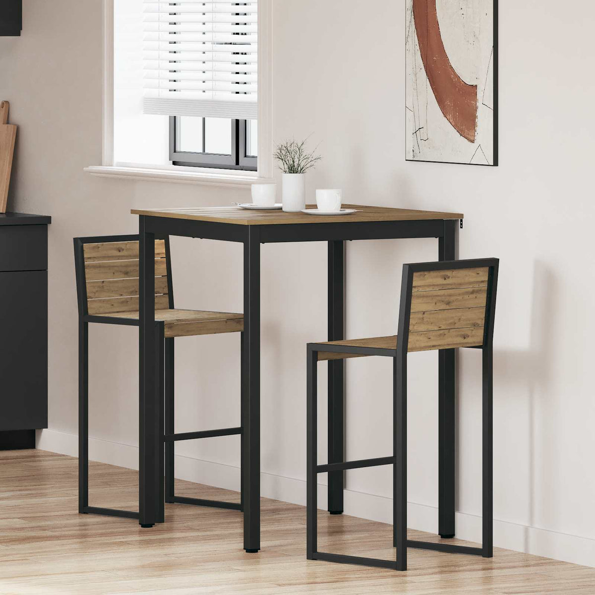 Vidaxl staande bartafel bewerkt hout vierkant