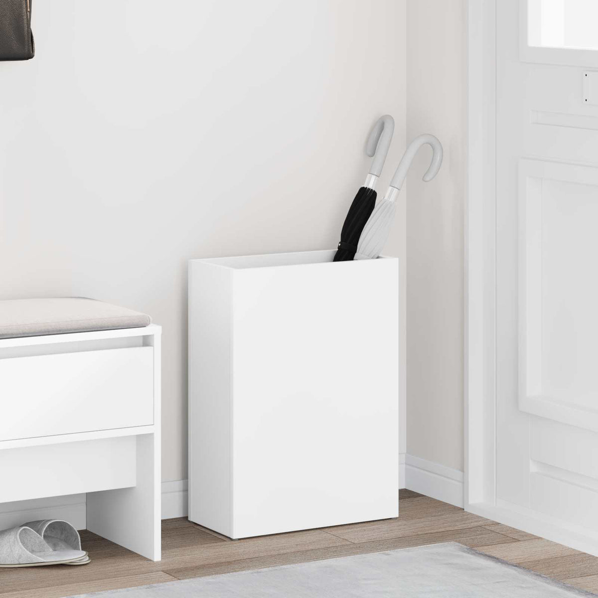 Vidaxl paraplu standaard met opslag wit 40 x 20 x 55,5 cm bewerkt hout