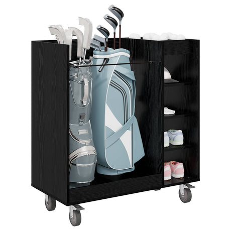 Vidaxl golfkast met wiel effen zwart eiken 90 x 45 x 98 cm