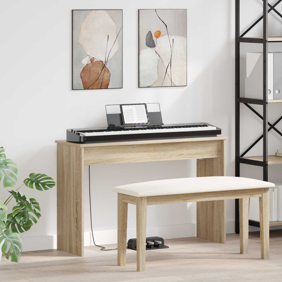 Vidaxl keyboardstand sonoma eiken 100 x 32 x 64 cm bewerkt hout