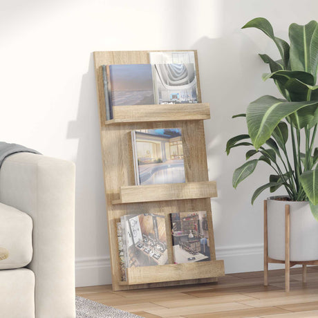 Vidaxl tijdschrift rek sonoma eiken 51 x 11 x 102 cm bewerkt hout