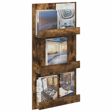 Vidaxl tijdschrift rek gerookt eiken 51 x 11 x 102 cm bewerkt hout