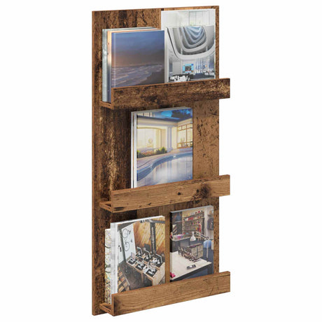 Vidaxl tijdschrift rek met plank oudhout 51 x 11 x 102 cm bewerkt hout