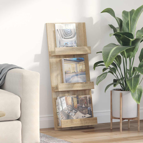 Vidaxl tijdschrift rek sonoma eiken 43 x 11 x 102 cm bewerkt hout