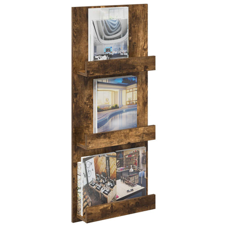 Vidaxl tijdschrift rek gerookt eiken 43 x 11 x 102 cm bewerkt hout