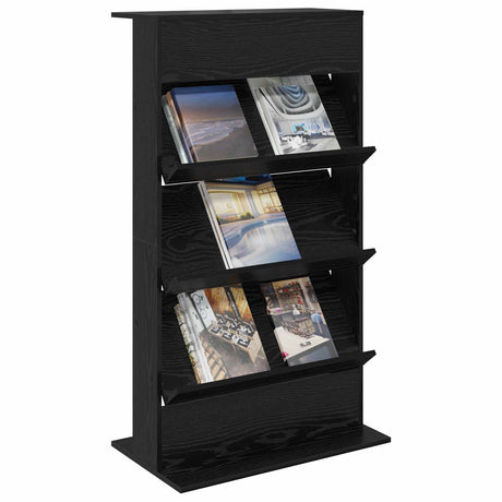 Vidaxl tijdschrift rek zwart eiken 70 x 41 x 126 cm bewerkt hout