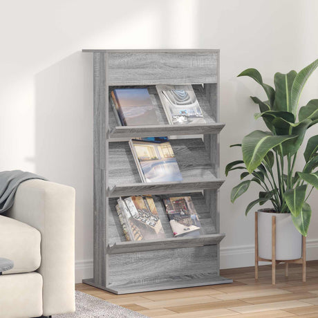 Vidaxl tijdschrift rek grijs sonoma 70 x 41 x 126 cm bewerkt hout