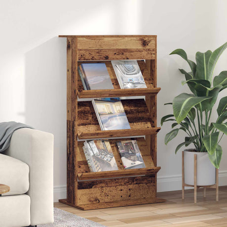 Vidaxl tijdschrift rek oudhout 70 x 41 x 126 cm bewerkt hout