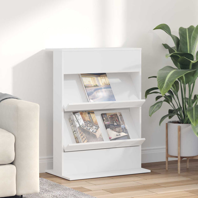 Vidaxl tijdschrift rek wit 70 x 41 x 96 cm bewerkt hout