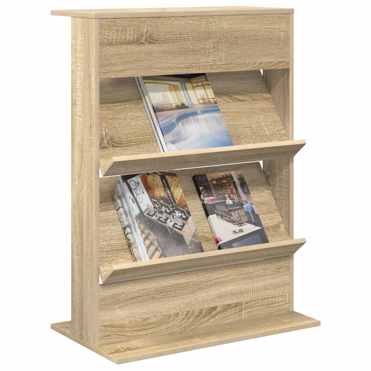 Vidaxl tijdschrift rek sonoma eiken 70 x 41 x 96 cm bewerkt hout