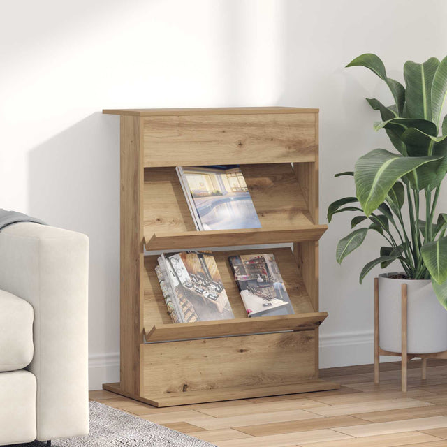 Vidaxl tijdschrift rek artisan eiken 70 x 41 x 96 cm bewerkt hout