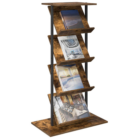 Vidaxl tijdschrift rek gerookt eiken 68 x 40 x 123.5 cm bewerkt hout