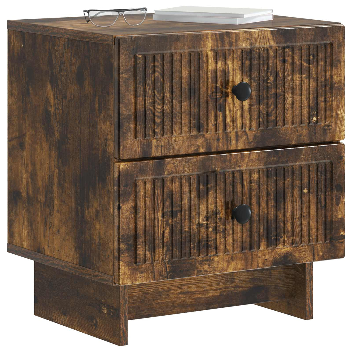 Vidaxl nachtkastje gerookt eiken 43 x 34,5 x 47,5 cm bewerkt hout