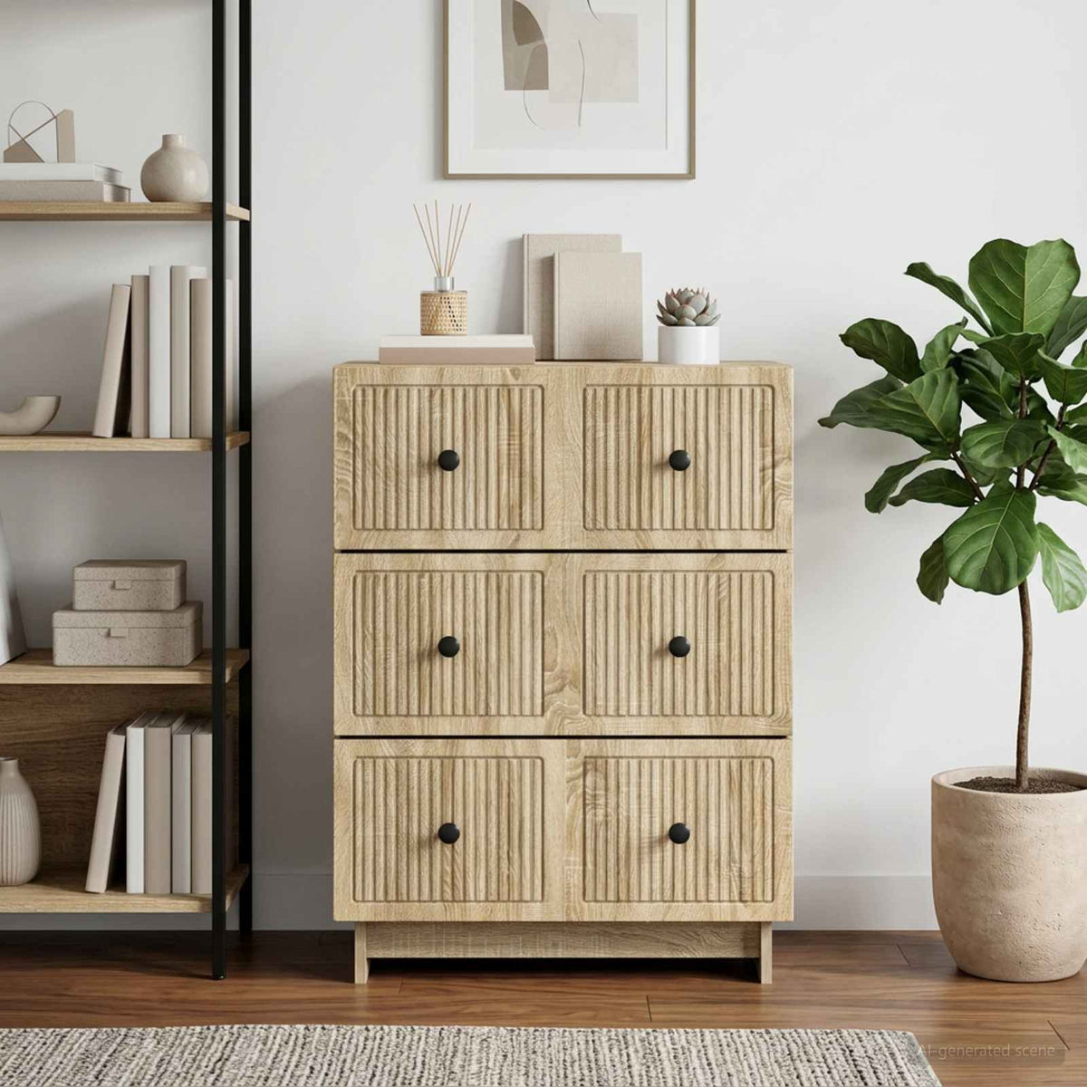 Vidaxl ladenkast 66 x 34,5 x 90 cm bewerkt hout sonoma eiken