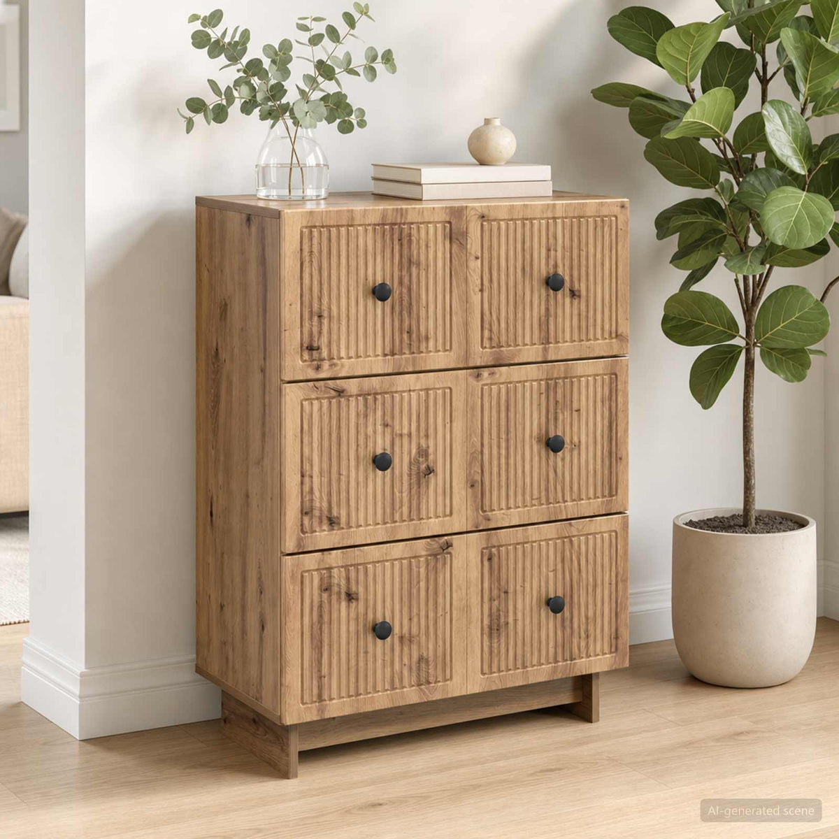 Vidaxl ladenkast 66 x 34,5 x 90 cm bewerkt hout artisanaal eiken