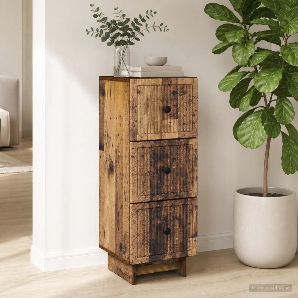 Vidaxl ladenkast oud hout 33 x 34,5 x 90 cm bewerkt hout